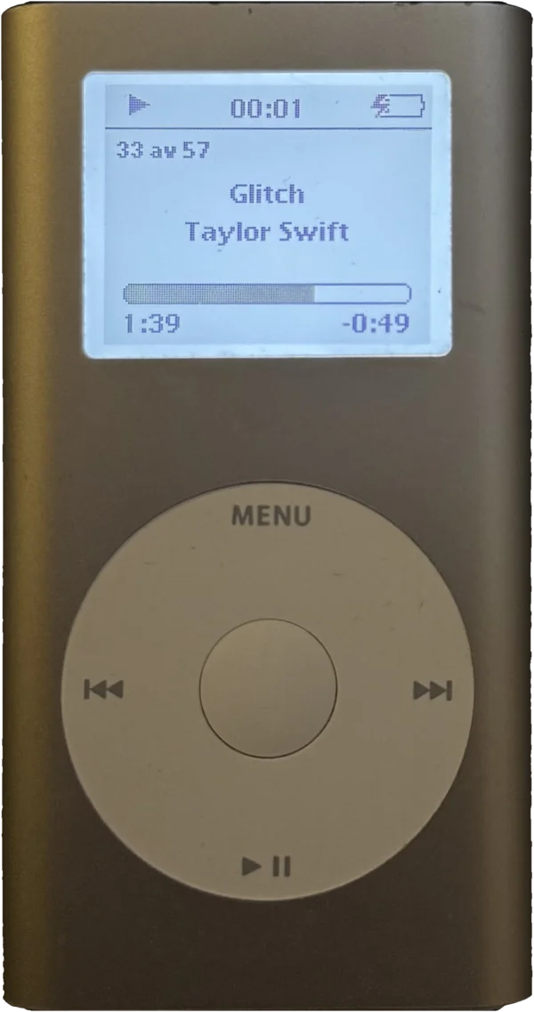 My silver iPod Mini, playing a song.